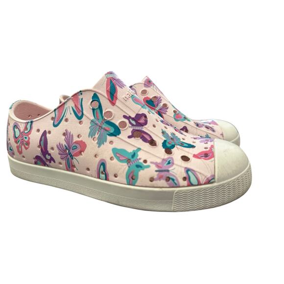 Native Kids' Girl's Pink Jefferson Butterfly Print Slip On Sneaker Shoes Size 13 - Picture 6 of 10